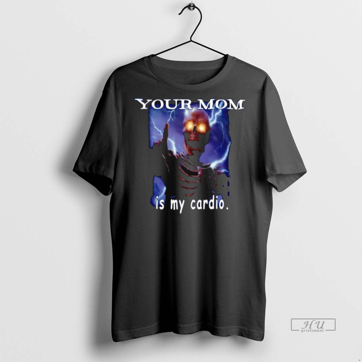Officials Skeleton Lightning Your Mom Is My Cardio Premium Tee Shirt Sweater