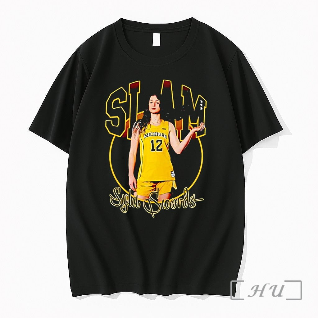 Officials Slam Syla Swords Michigan Basketball Player Jersey Graphic Black Unisex , , , Long Sleeve Tee