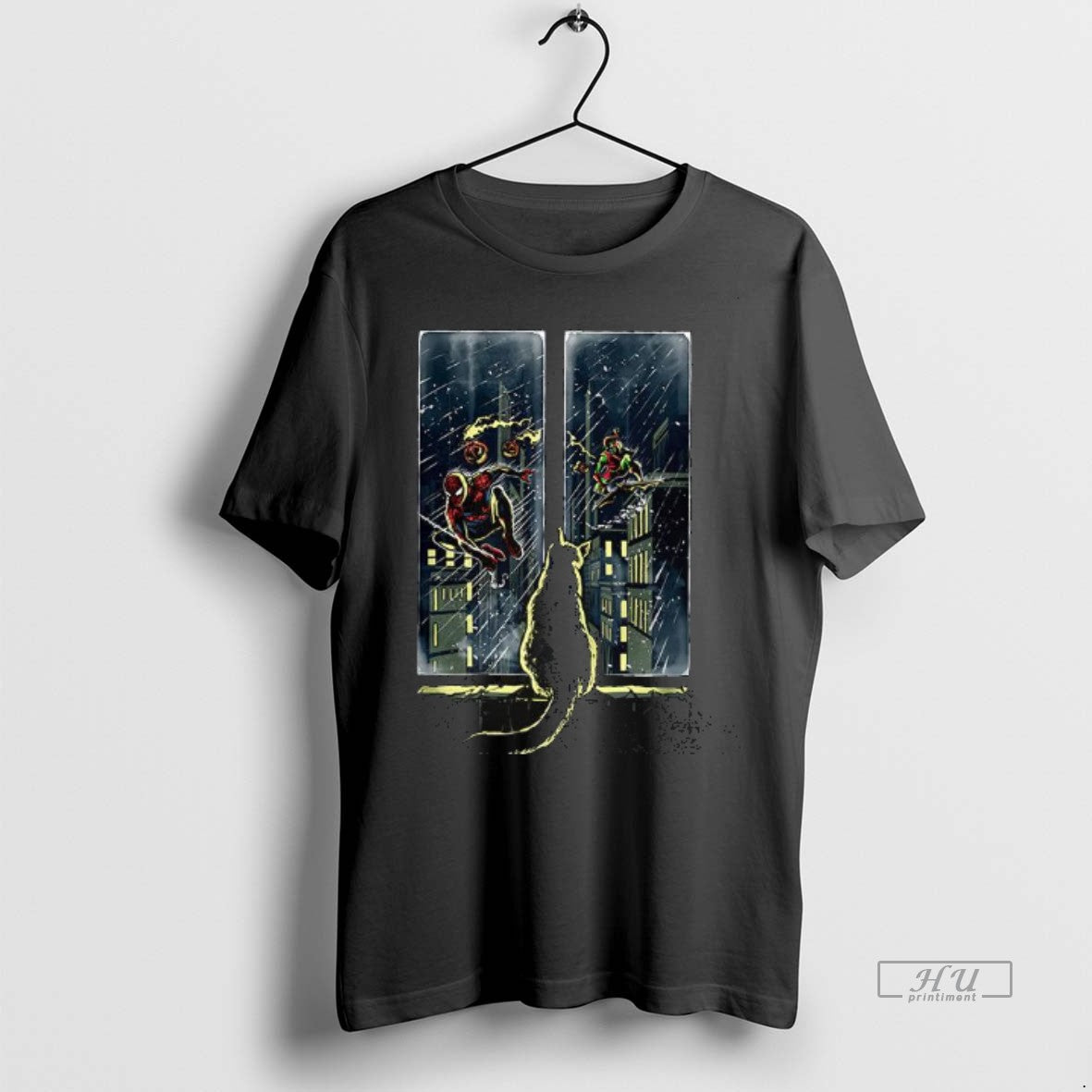 Officials Spiderman Vs Green Goblin Curious Cat Premium Tee Shirt Sweater