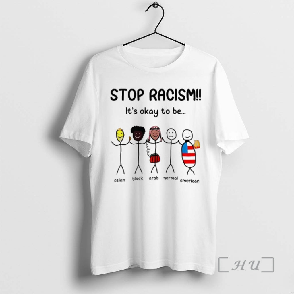 Officials Stop Racism Its Okay To Be Asian Black Arab Normal American Stickman Caricature Woman