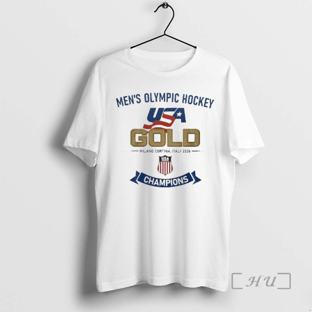 Officials Team Usa Hockey Mens Olympic Hockey Gold Milano Cortina Italy 2026 Premium T Shirts