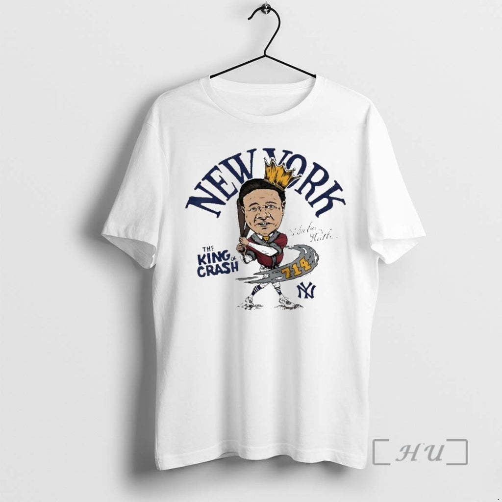 Officials The King Of Crash Babe Ruth New York Yankees Superstar Caricature Premium T Shirts