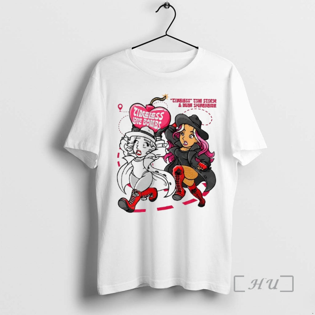 Officials Timeless Toni Storm And Mina Shirakawa Aew Timeless Love Bombs Heart Cartoon Woman Premium