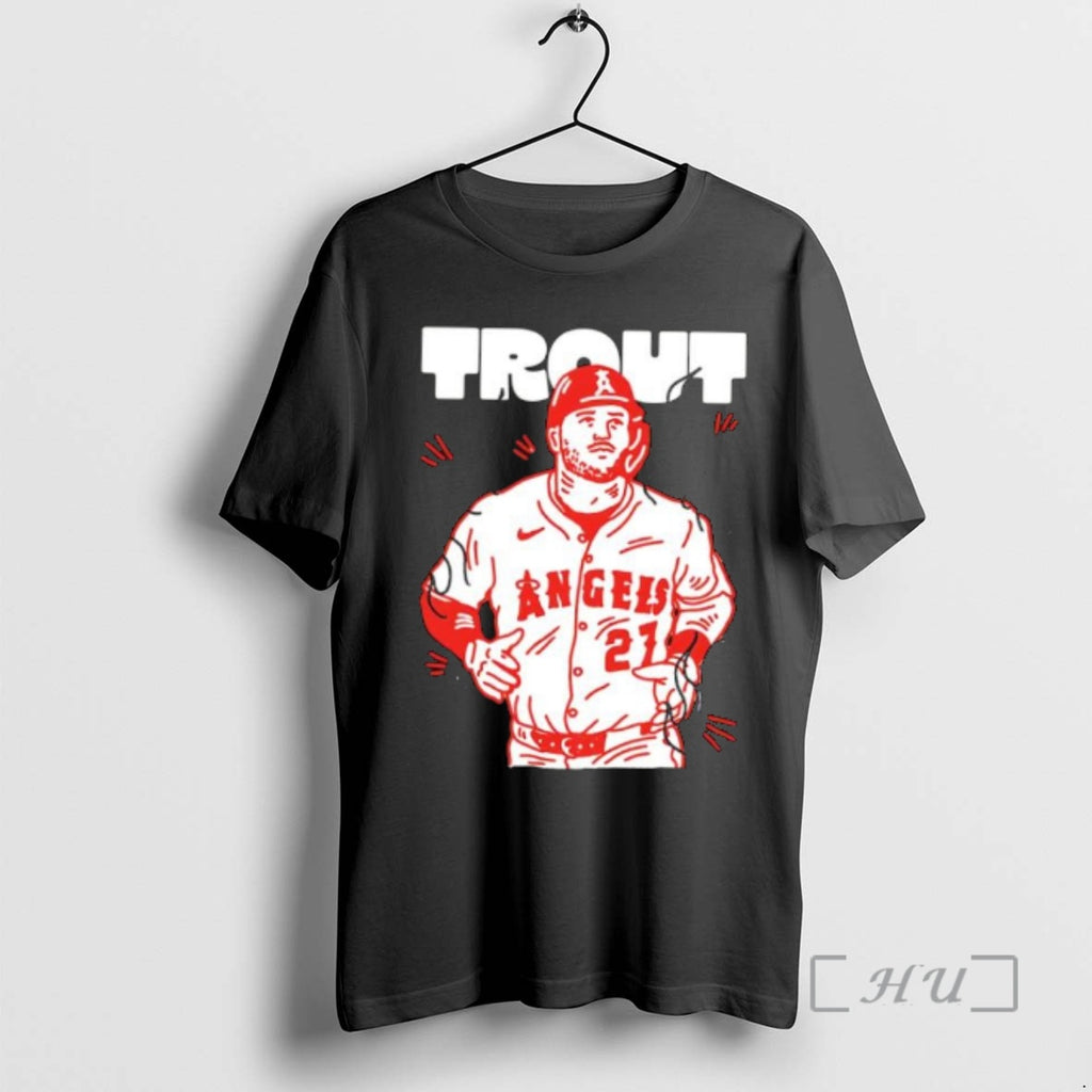 Officials Trout Angels 27 Baseball Player Sport Illustration