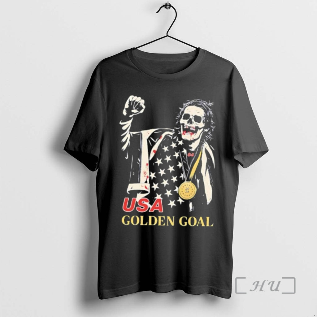 Officials Usa Golden Goal Skeleton With Gold Medal And Flag