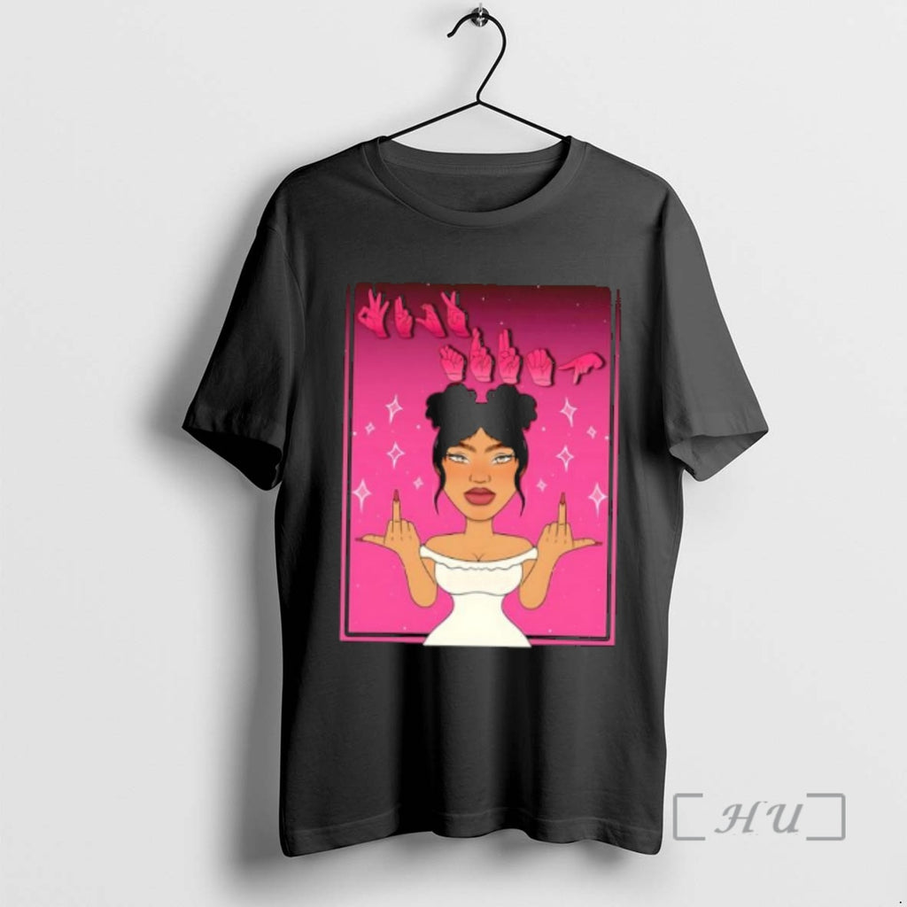 Officials Whatever Asl American Sign Language Girl Two Middle Fingers Up Premium T Shirts Sweater