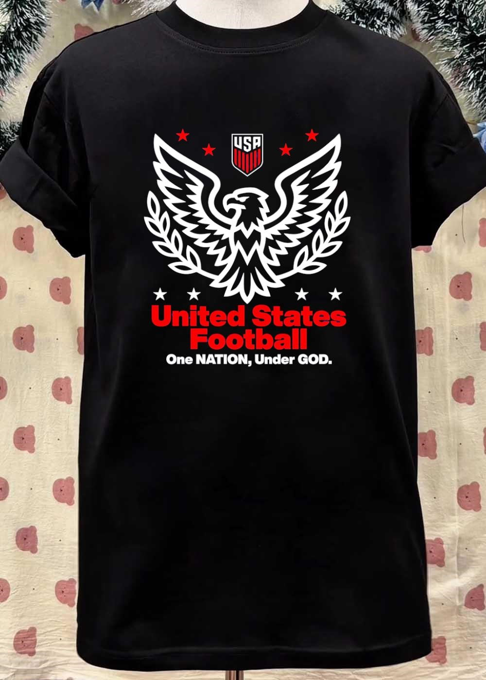One Nation Under God United States Football Eagle USA Shield T-Shirt