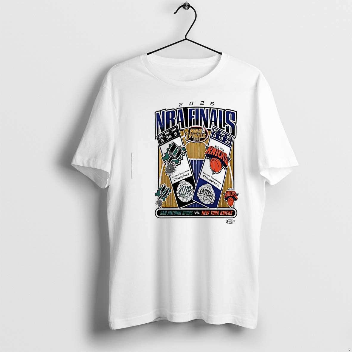 Original 2026 Nba Finals Spurs Western Conference Champs Vs Knicks Eastern Conference Champs Tshirts
