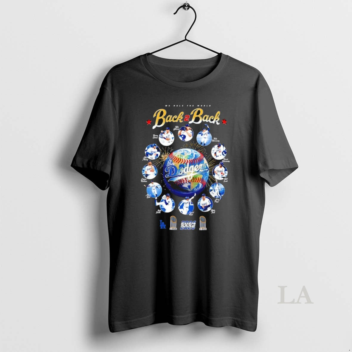 Original Back To Back 2025 World Series Champions Los Angeles Dodgers Earth Players