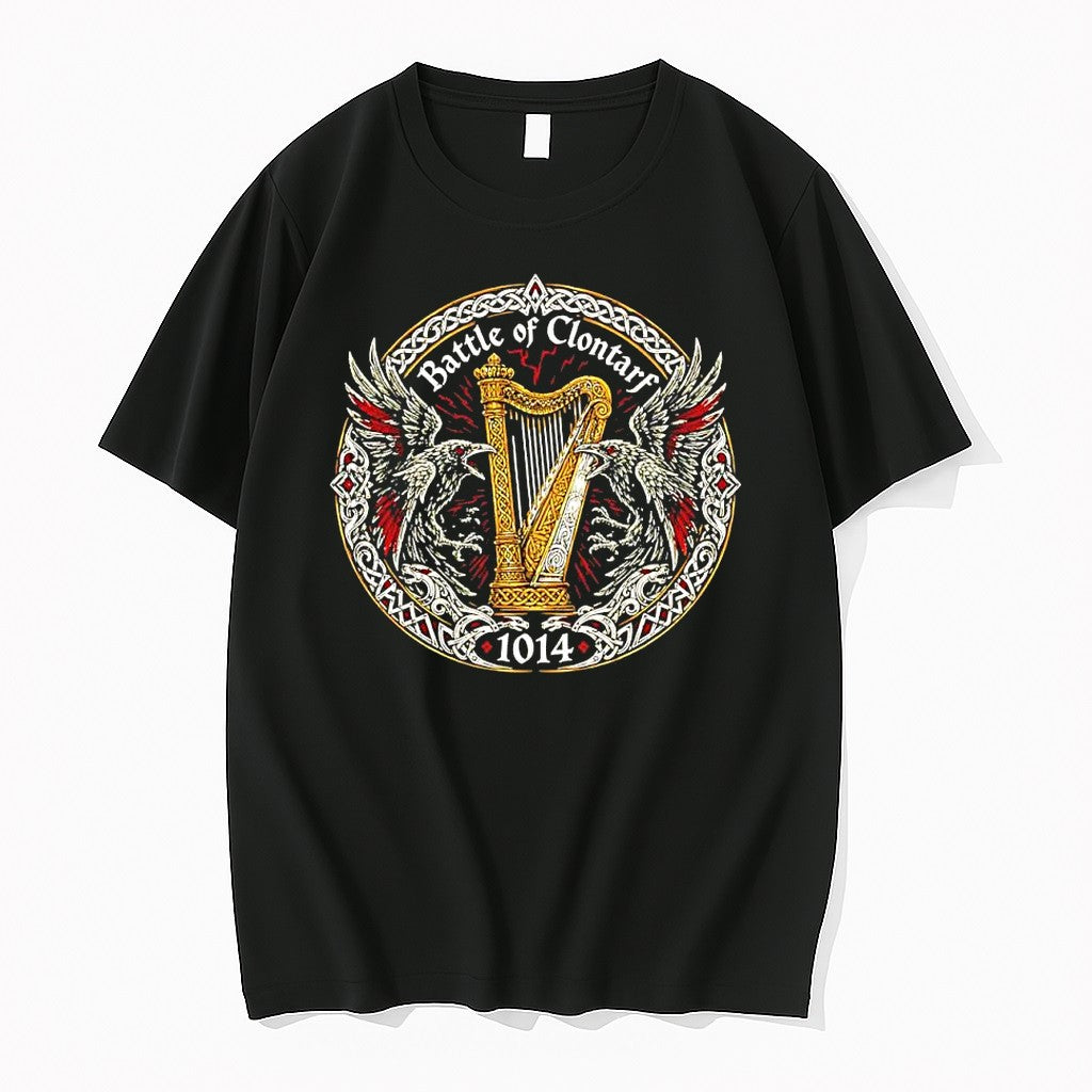 Original Battle Of Clontarf 1014 Irish History Celtic Raven Harp Mythology Tshirts Unisex , , , Long Sleeve Tee