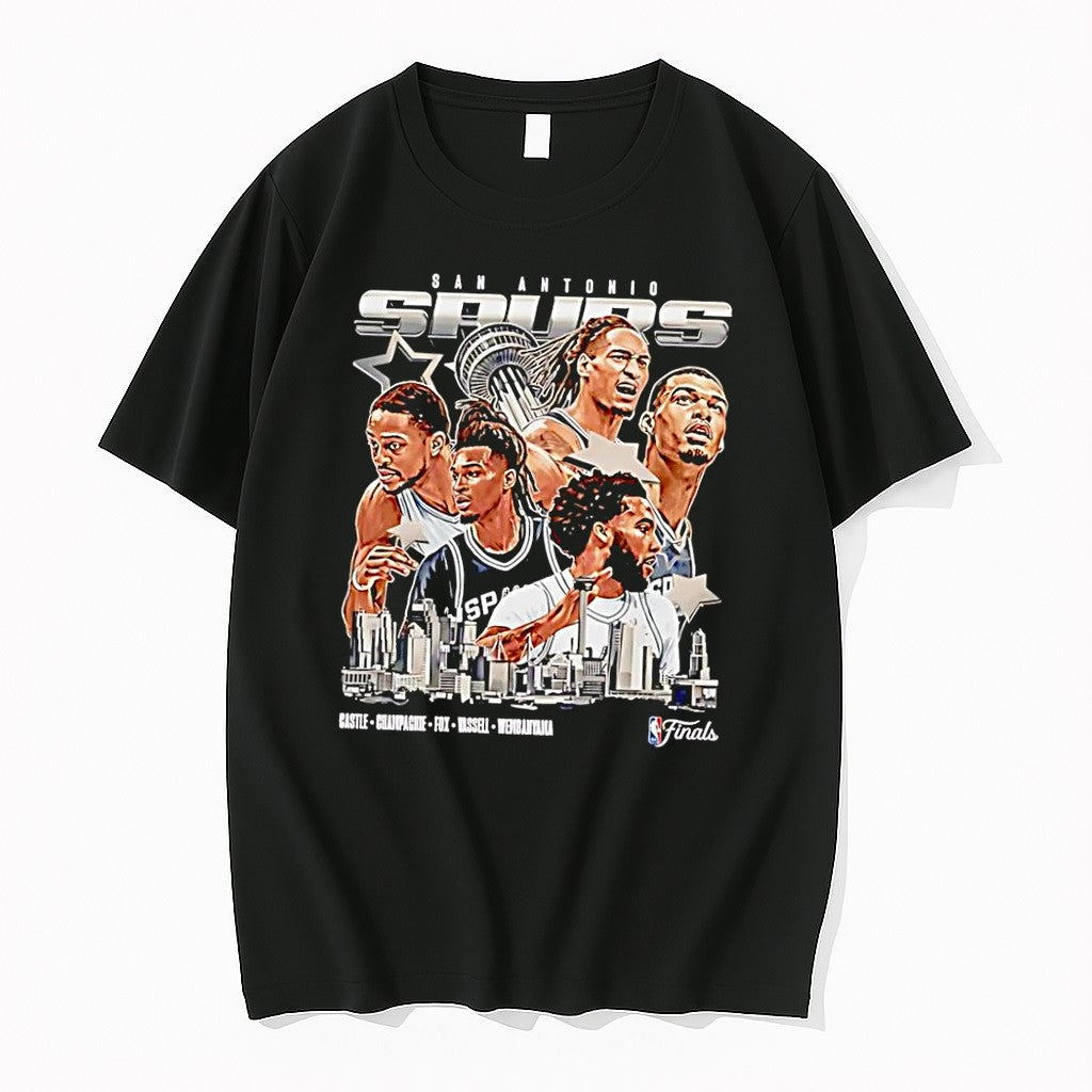 Original Castle Champagnie Fox Vassell Wembanyama San Antonio Spurs Black Tshirts Unisex , , , Long Sleeve Tee