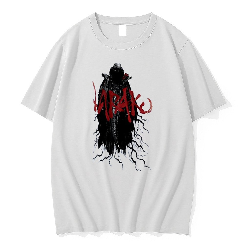 Original Dark Fantasy Shadow Figure Appears On K R A K E Apparel White Tshirts Unisex , , , Long Sleeve Tee