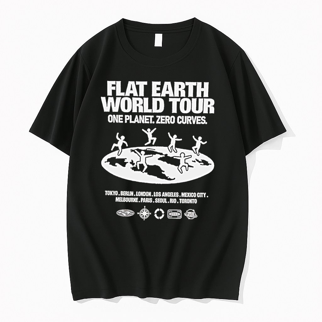 Original Flat Earth World Tour One Planet Zero Curves 2026 Tshirts Jpg Unisex , , , Long Sleeve Tee