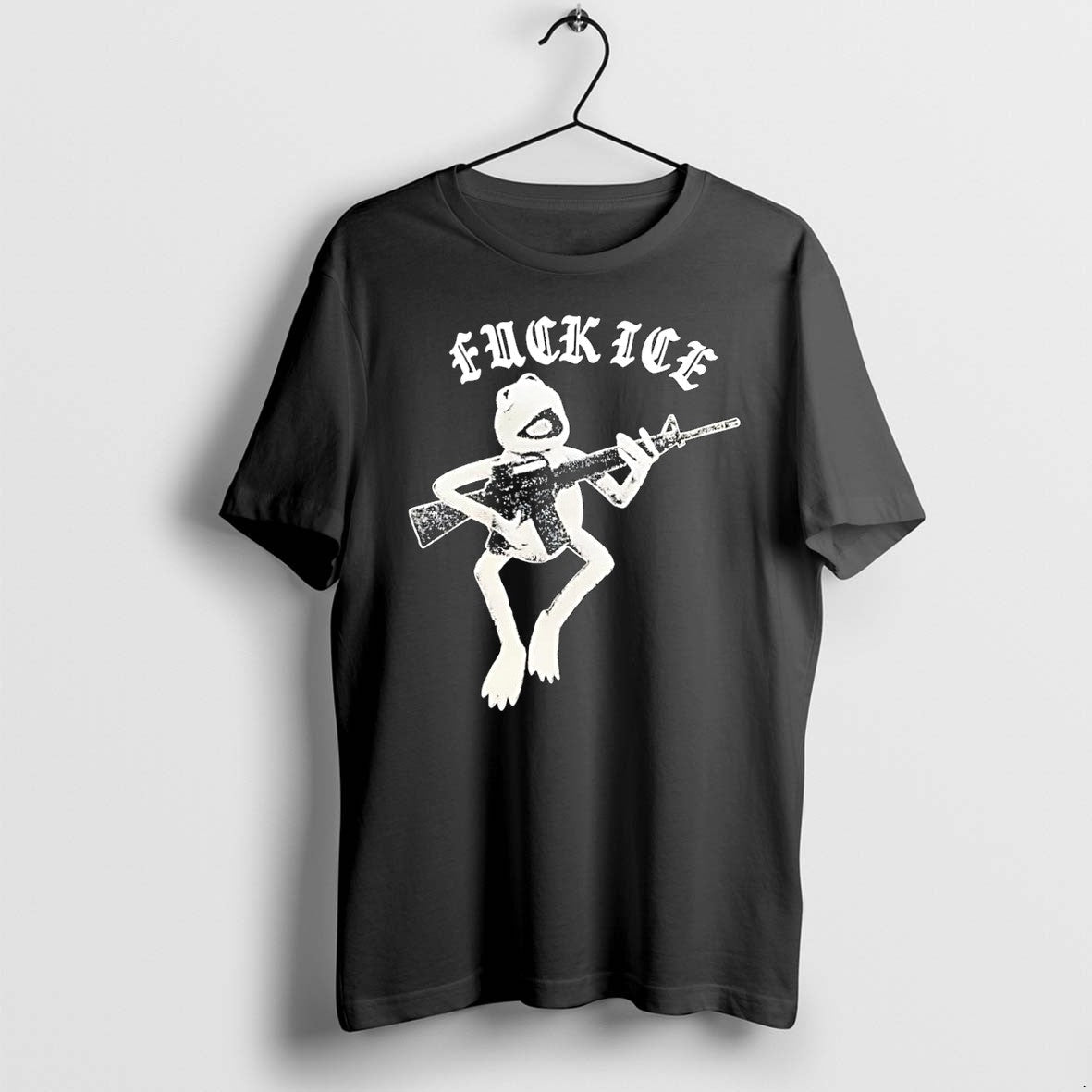 Original Froggy Protest Kermit Armed With Rifle Fuck Ice Black Tshirts Jpg Unisex , , , Long Sleeve Tee