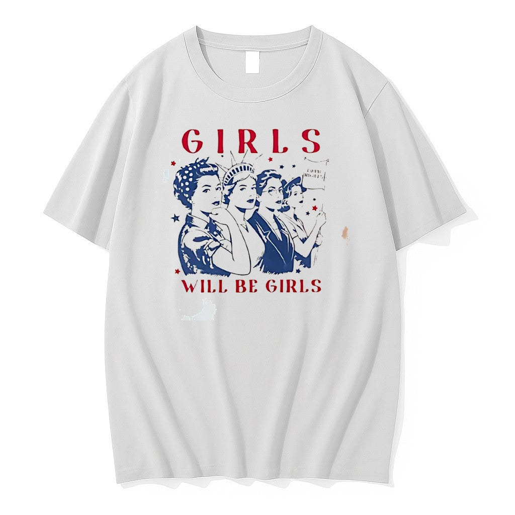 Original Girls Will Be Girls Feminist 4th Of July Tee Tshirts Jpg Unisex , , , Long Sleeve Tee