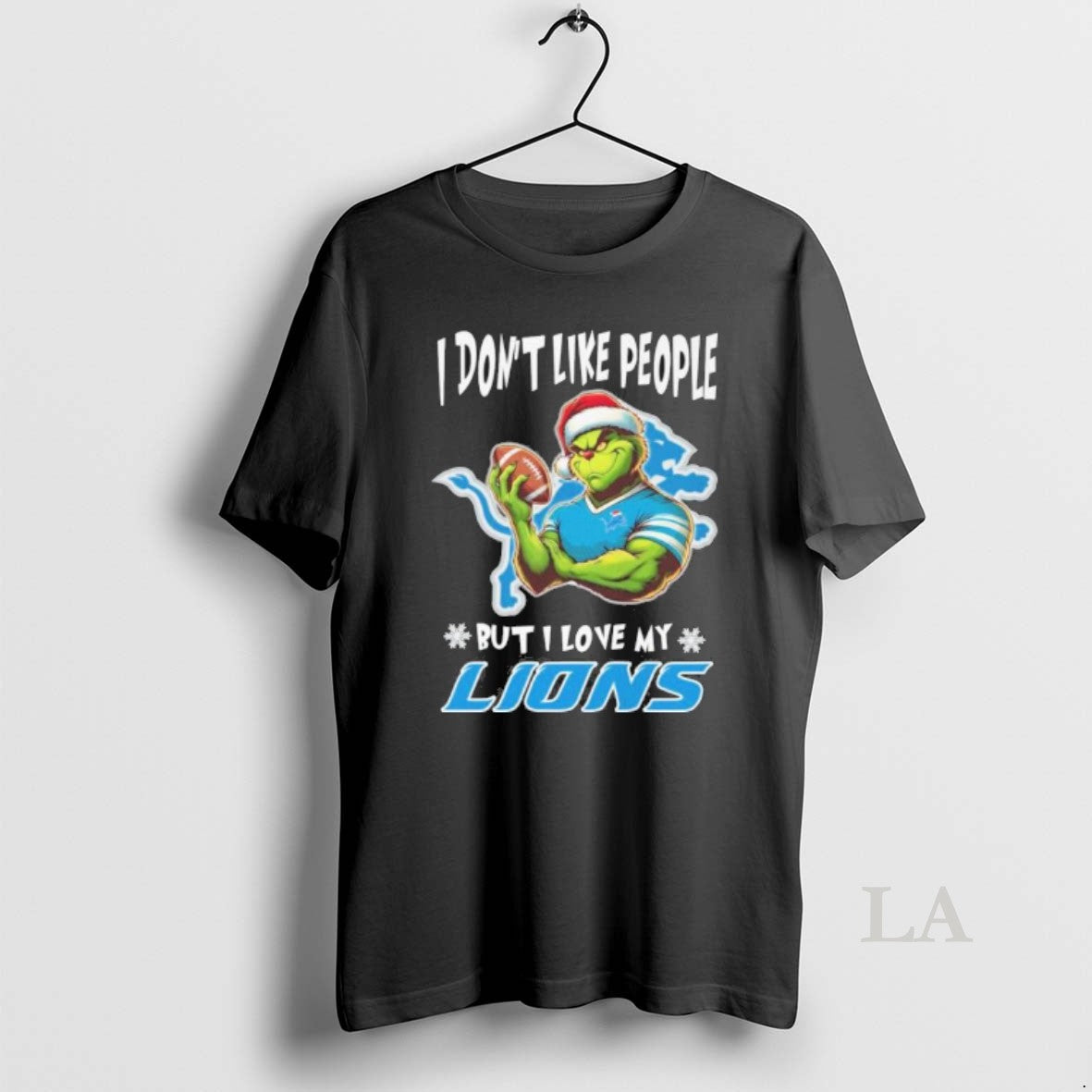 Original Grinch I Dont Like People But I Love My Detroit Lions Christmas 2025