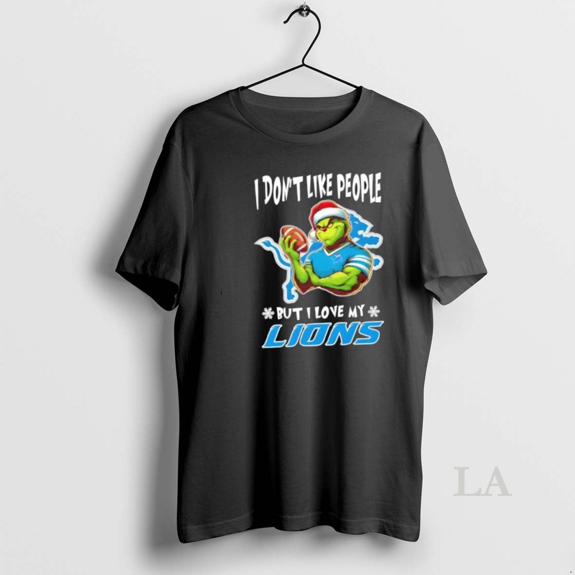 Original Grinch I Dont Like People But I Love My Detroit Lions Football Christmas