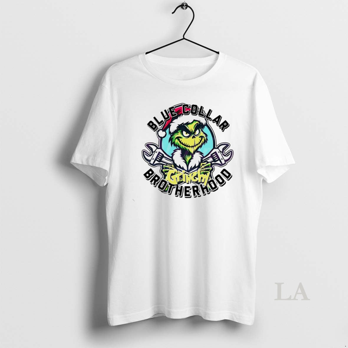 Original Grinch Blue Collar Grinchy Brotherhood Christmas White