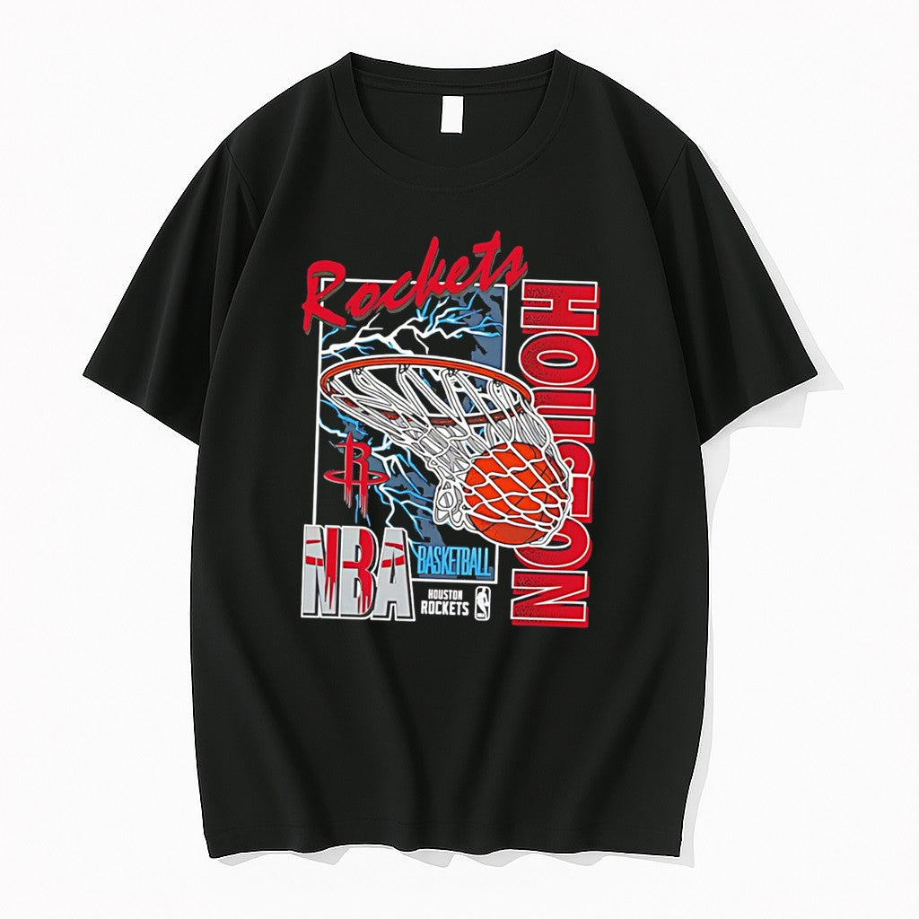 Original Houston Rockets Lightning Swish Graphic Tee Tshirts Jpg Unisex , , , Long Sleeve Tee