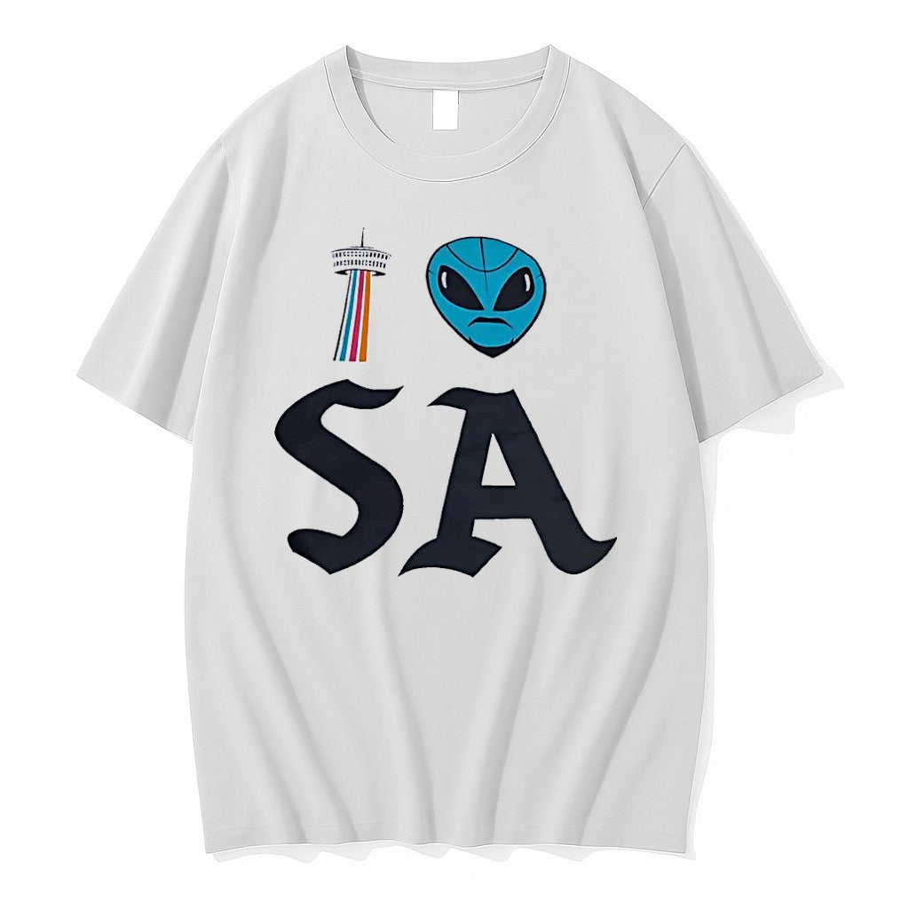 Original I Love Sa San Antonio Tower Alien Head White Tshirts Jpg Unisex , , , Long Sleeve Tee