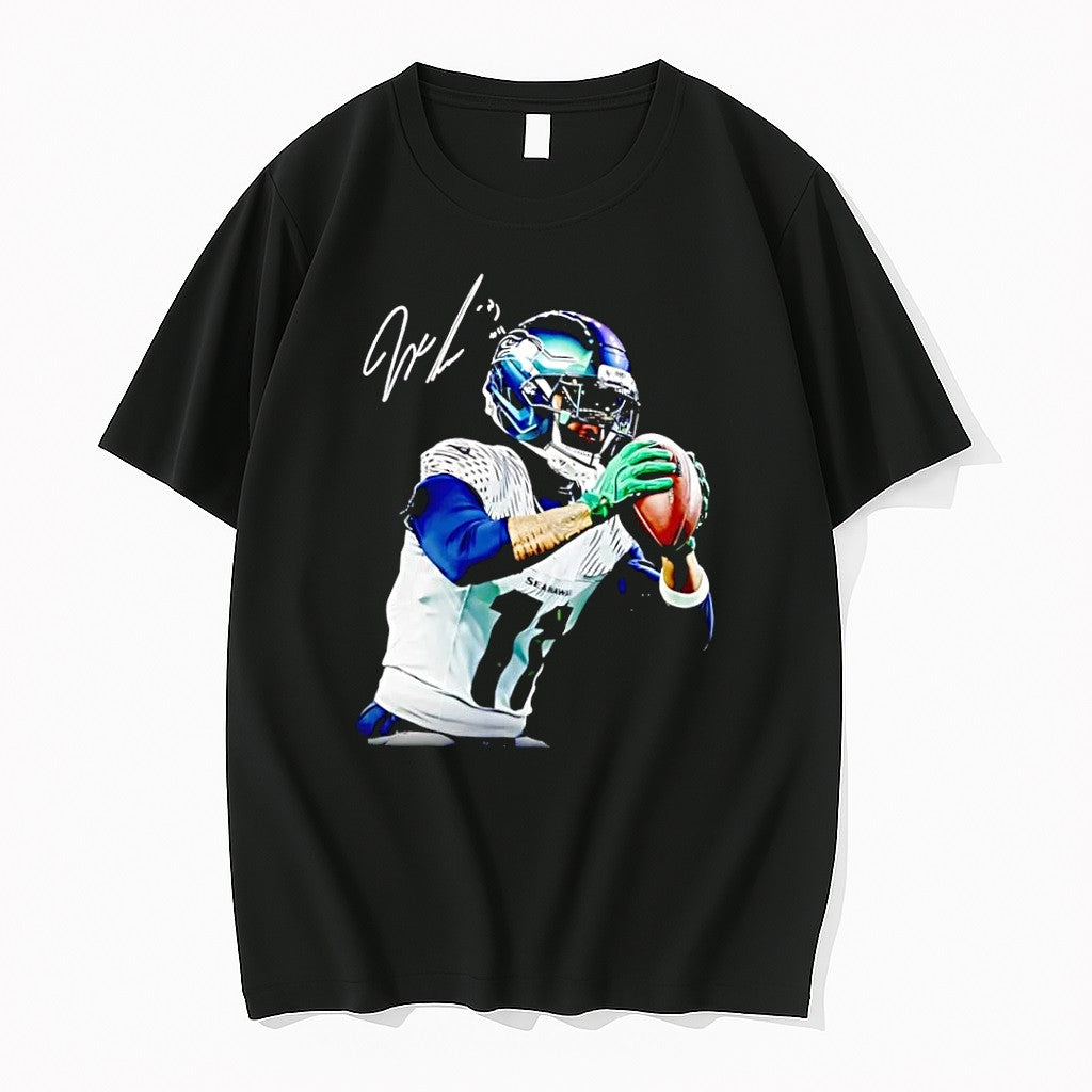 Original Jaxon Smith Njigba Catching Football Seahawks Black Tshirts Jpg Unisex , , , Long Sleeve Tee