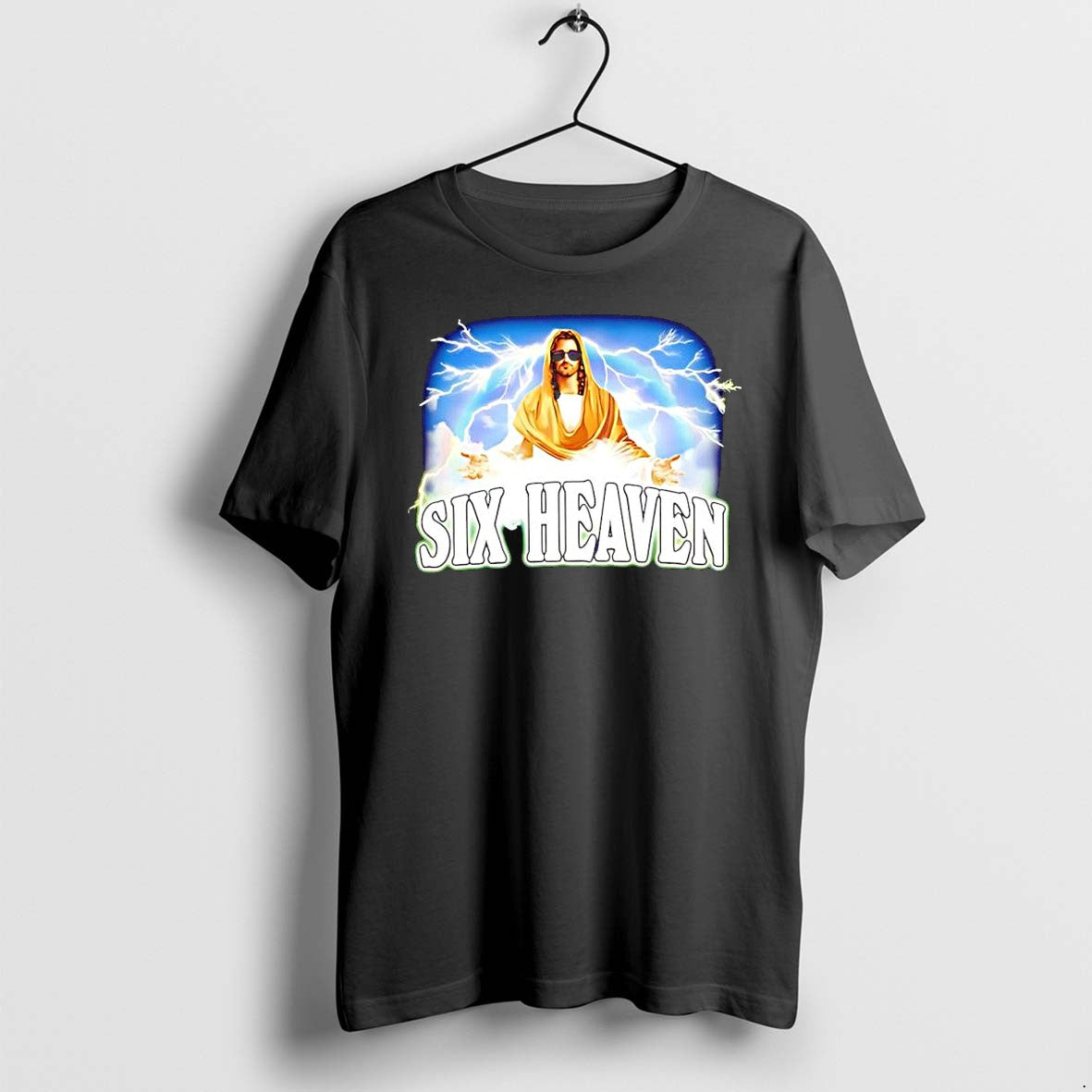 Original Jesus Christ Six Heaven With Lightning Bolt And Clouds Tshirts Jpg Unisex , , , Long Sleeve Tee