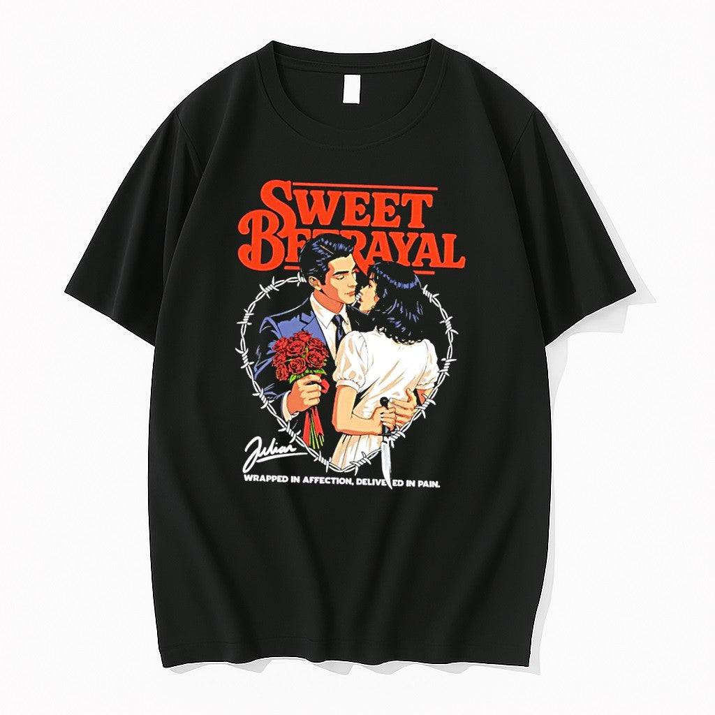 Original Julian Sweet Betrayal Wrapped In Affection Delivered In Pain Black Tshirts Unisex , , , Long Sleeve Tee