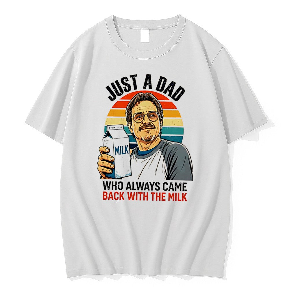 Original Just A Dad Who Always Came Back With The Milk Retro Tee Tshirts Jpg Unisex , , , Long Sleeve Tee