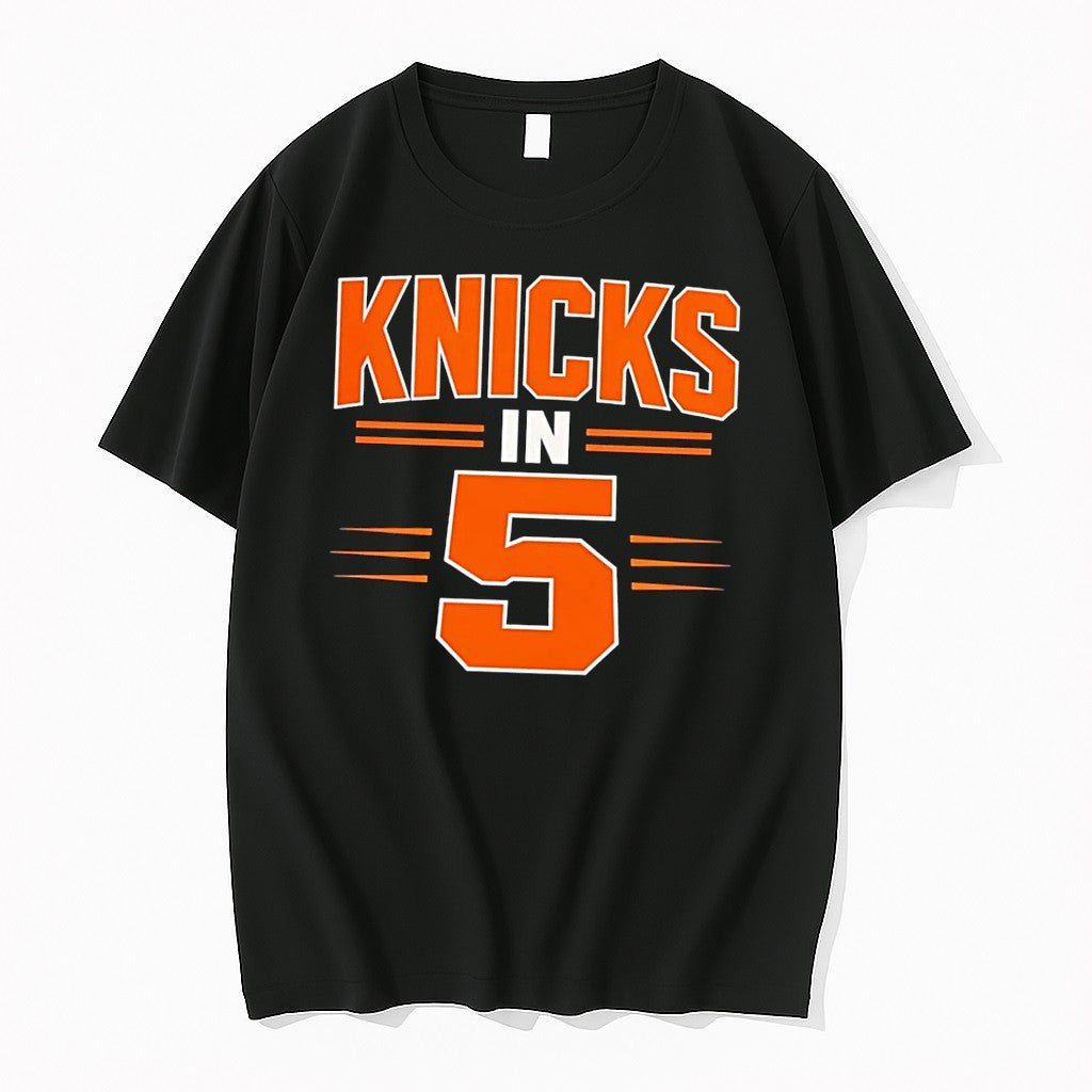 Original Knicks In 5 Big Text Black Tshirts Jpg Unisex , , , Long Sleeve Tee