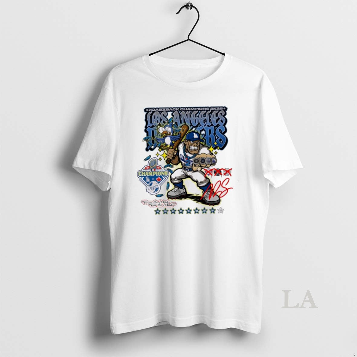 Original Los Angeles Dodgers Back 2k25 Champions None 2 Some Cartoon