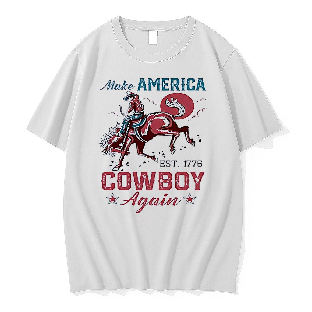 Original Make America Est 1776 Cowboy Again White Tshirts Jpg Unisex , , , Long Sleeve Tee