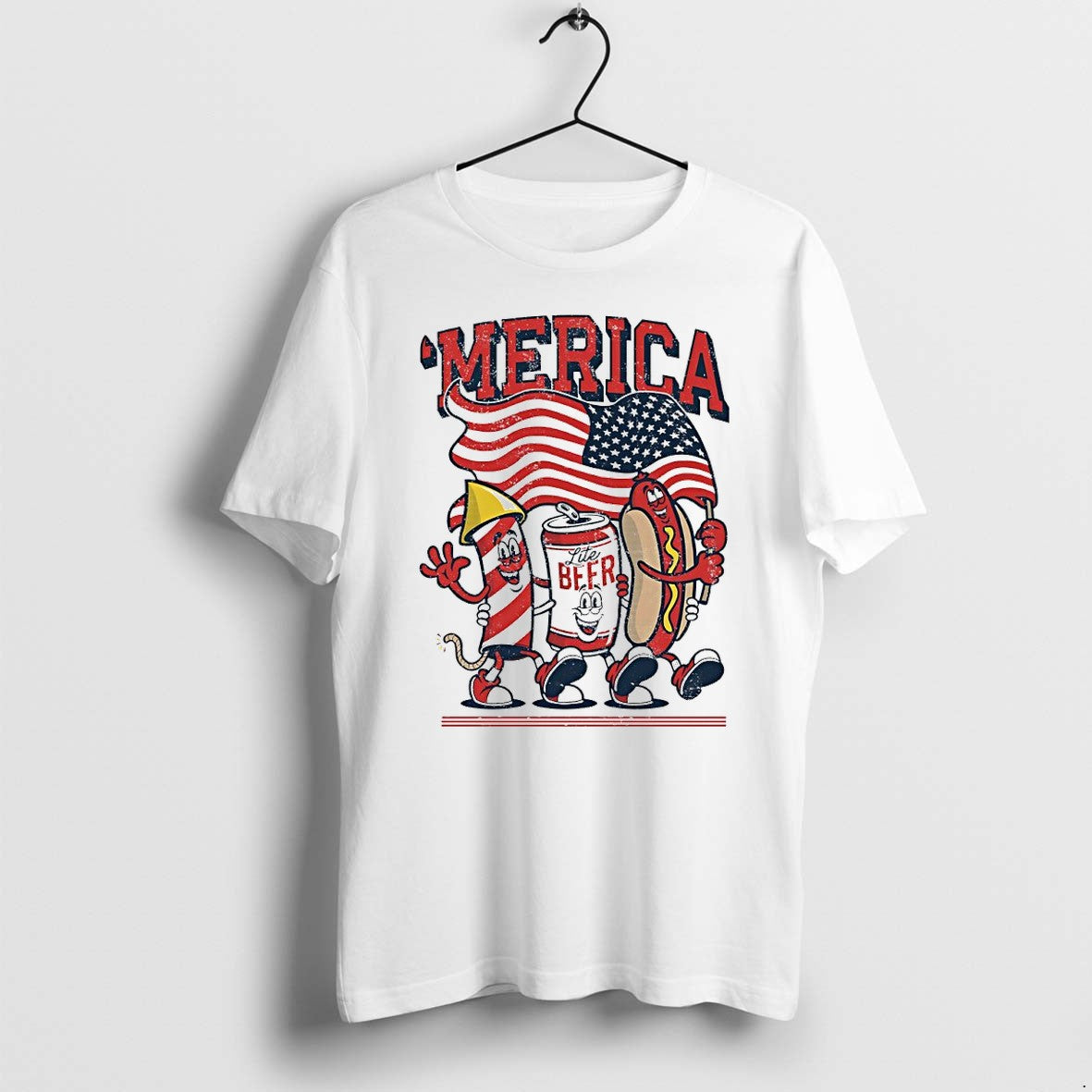 Original Merica Lite Beer Hot Sog Usa 4th Of July Tshirts Jpg Unisex , , , Long Sleeve Tee