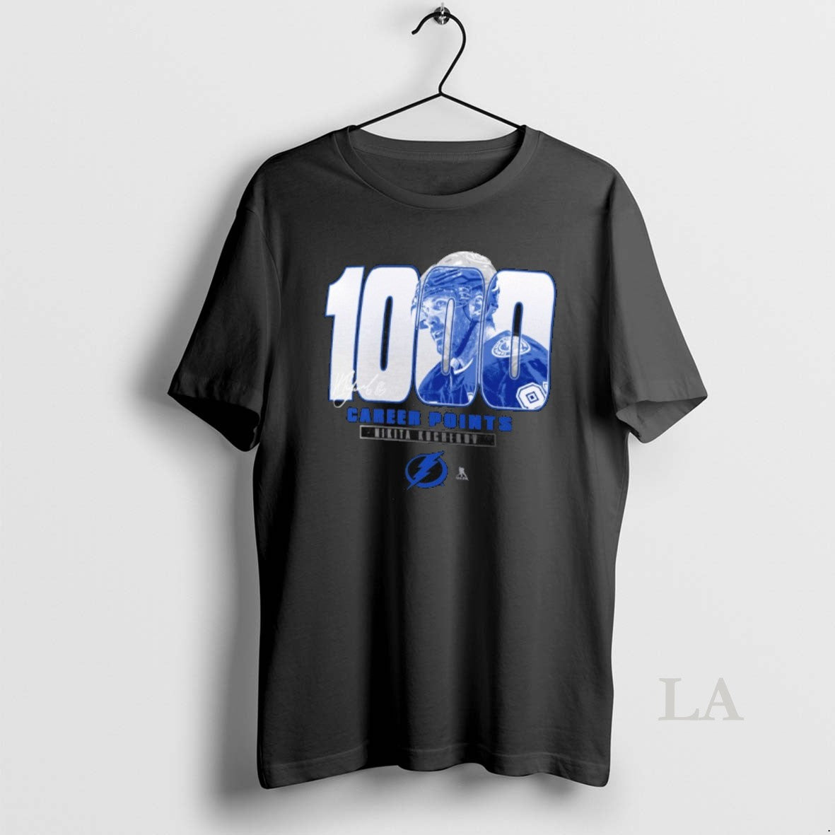 Original Nikita Kucherov Tampa Bay Lightning Mto Label Gray 1000 Career Points Legacy