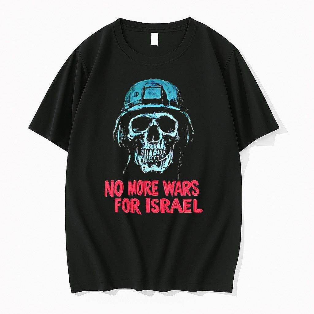 Original No More Wars For Israel Political Protest Skull Soldier Helmet Tshirts Unisex , , , Long Sleeve Tee