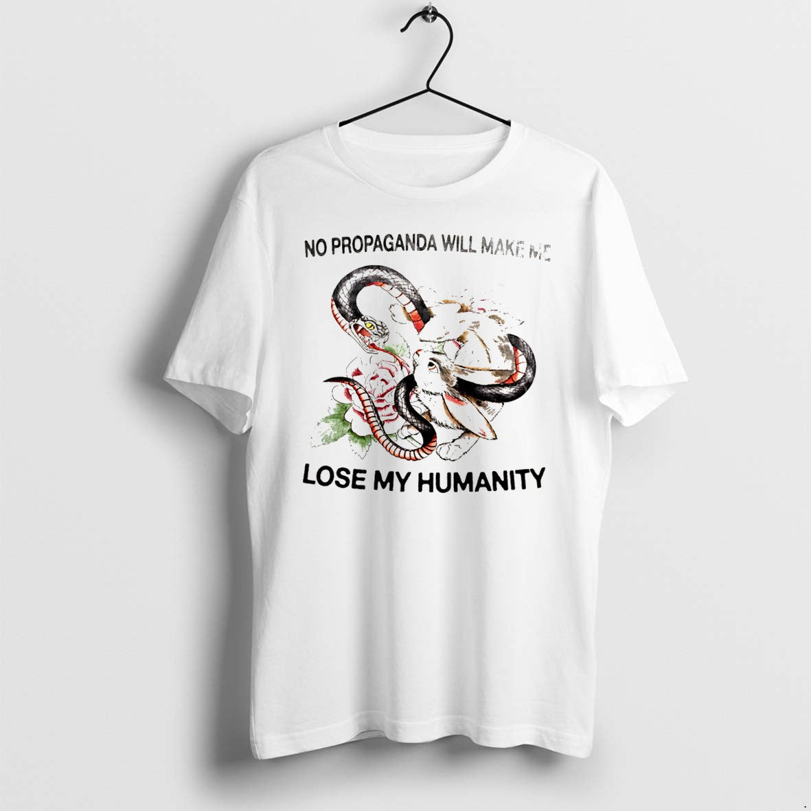 Original No Propaganda Will Make Me Lose My Humanity Rabbit Vs Snake Tee Tshirts Unisex , , , Long Sleeve Tee