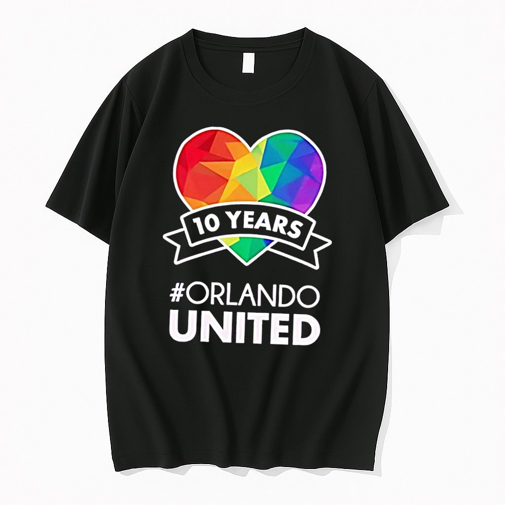 Original Orlando United 10 Years Rainbow Pride Heart Ribbon Black Tshirts Jpg Unisex , , , Long Sleeve Tee