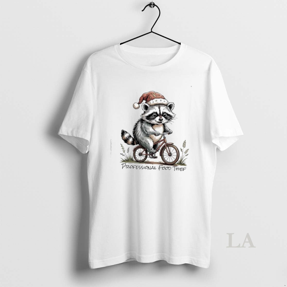 Original Professional Food Thief Raccon Santa Hat Biking