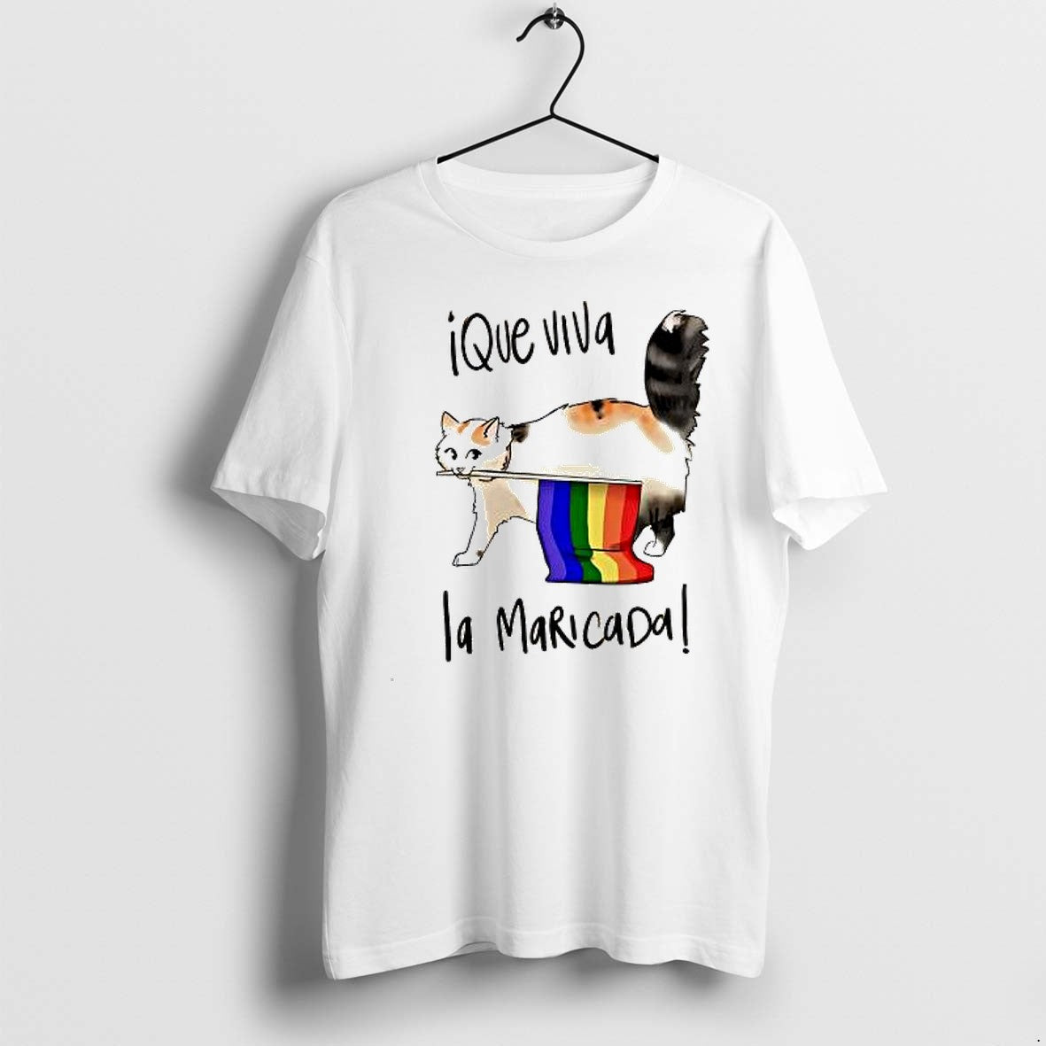 Original Que Viva La Maricada Pride Cat Rainbow Flag Lgbt Tshirts Jpg Unisex , , , Long Sleeve Tee