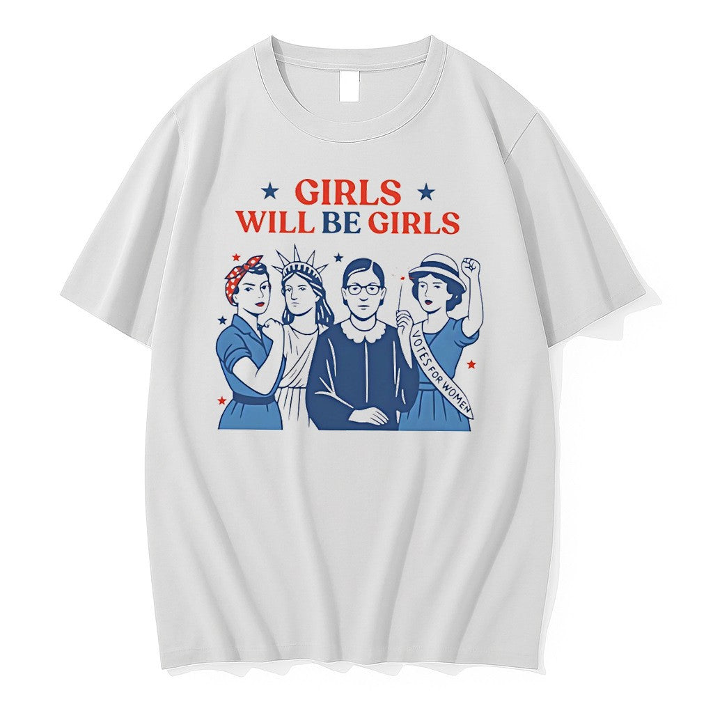 Original Rosie The Riveter Statue Of Liberty Girls Will Be Girls Vintage Tshirts Unisex , , , Long Sleeve Tee