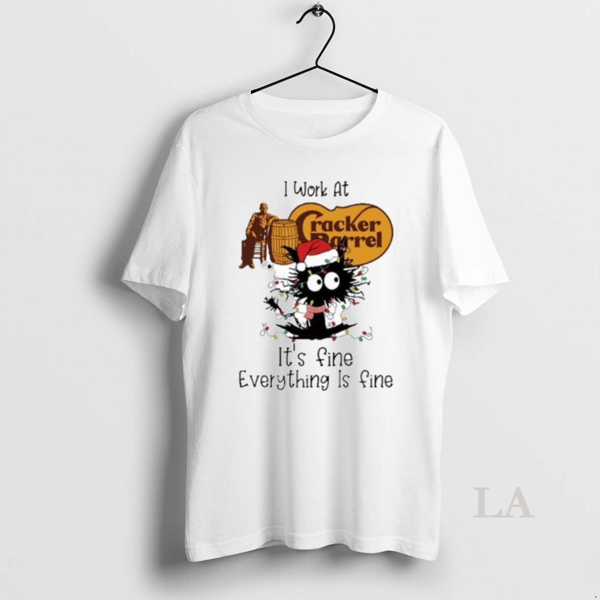 Original Santa Black Cat Light X Cracker Barrel Logo Its Fine Everything Is Fine