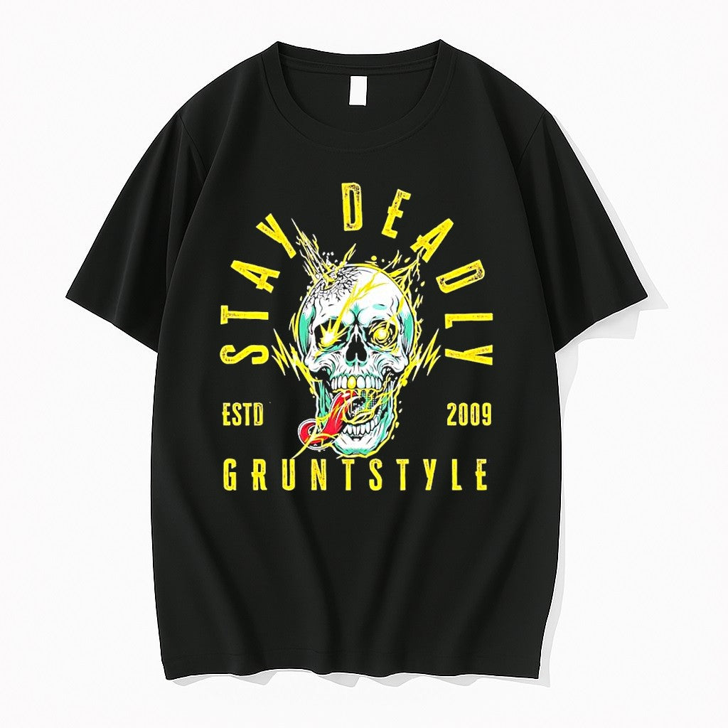 Original Stay Deadly Grunt Style Estd 2009 Skull Lightning Tshirts Jpg Unisex , , , Long Sleeve Tee