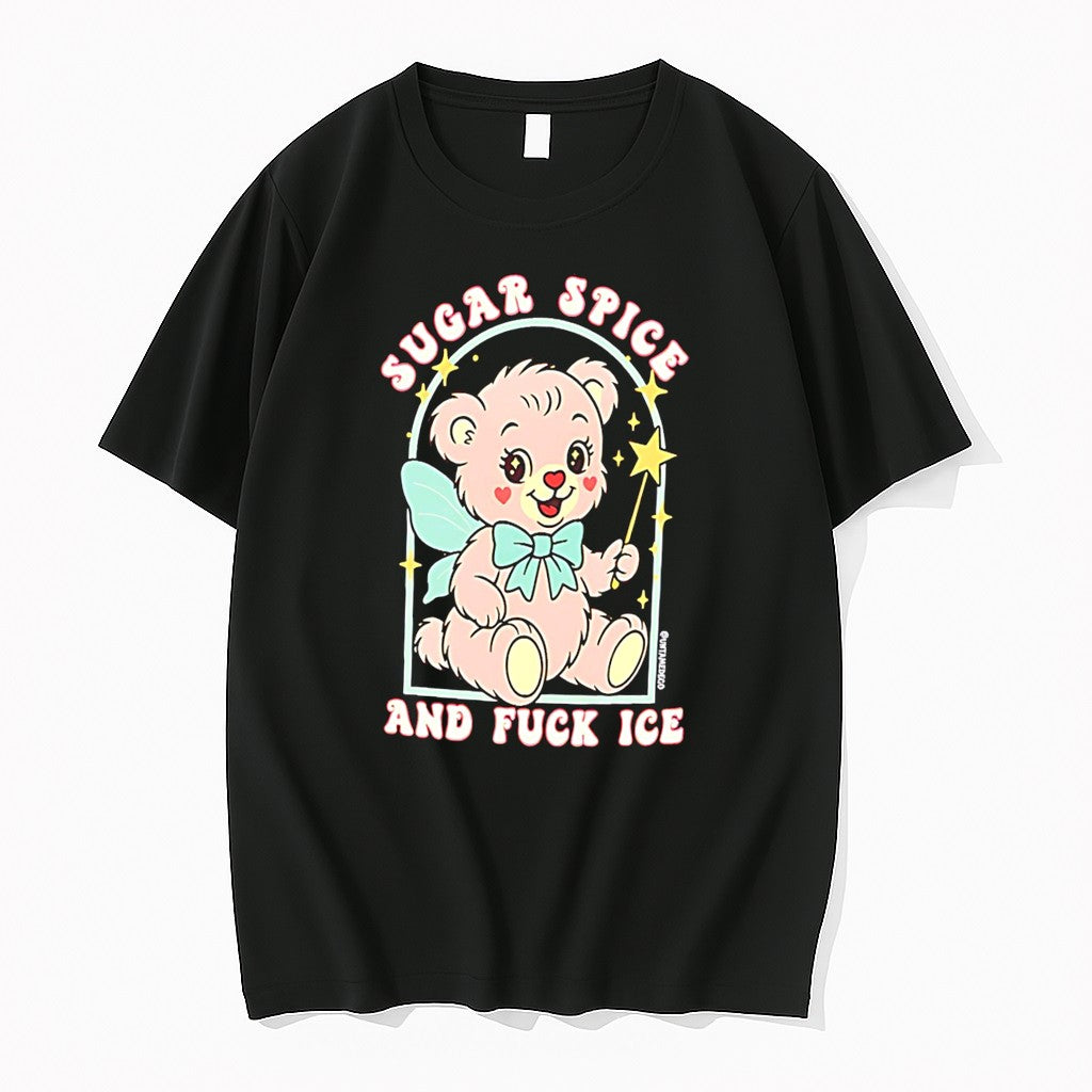 Original Sugar Spice And Fuck Ice Cartoon Pink Teddy Bear Tee Tshirts Jpg Unisex , , , Long Sleeve Tee