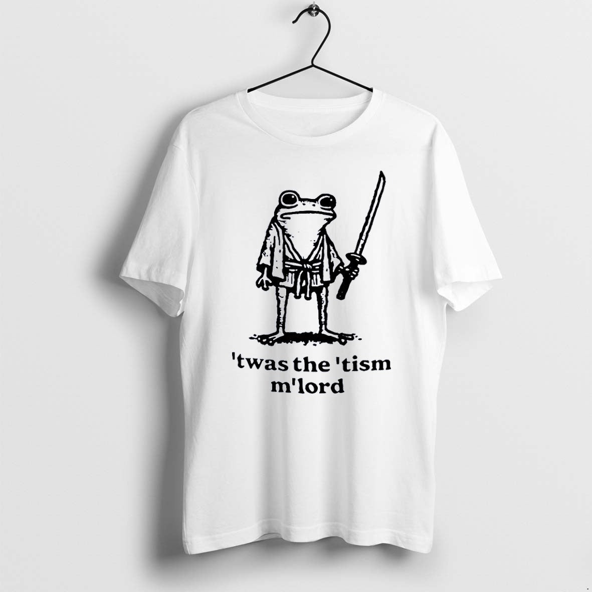 Original Twas The Tism Mlord Frog Samurai Wearing Kimono Holding Katana White Tshirts Unisex , , , Long Sleeve Tee