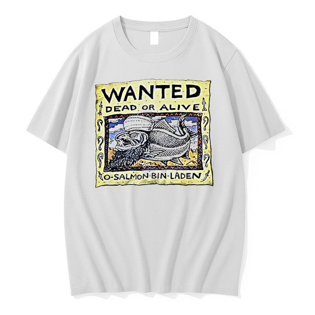 Original Wanted Dead Or Alive O Salmon Bin Laden Funny Parody Pun Tshirts Jpg Unisex , , , Long Sleeve Tee