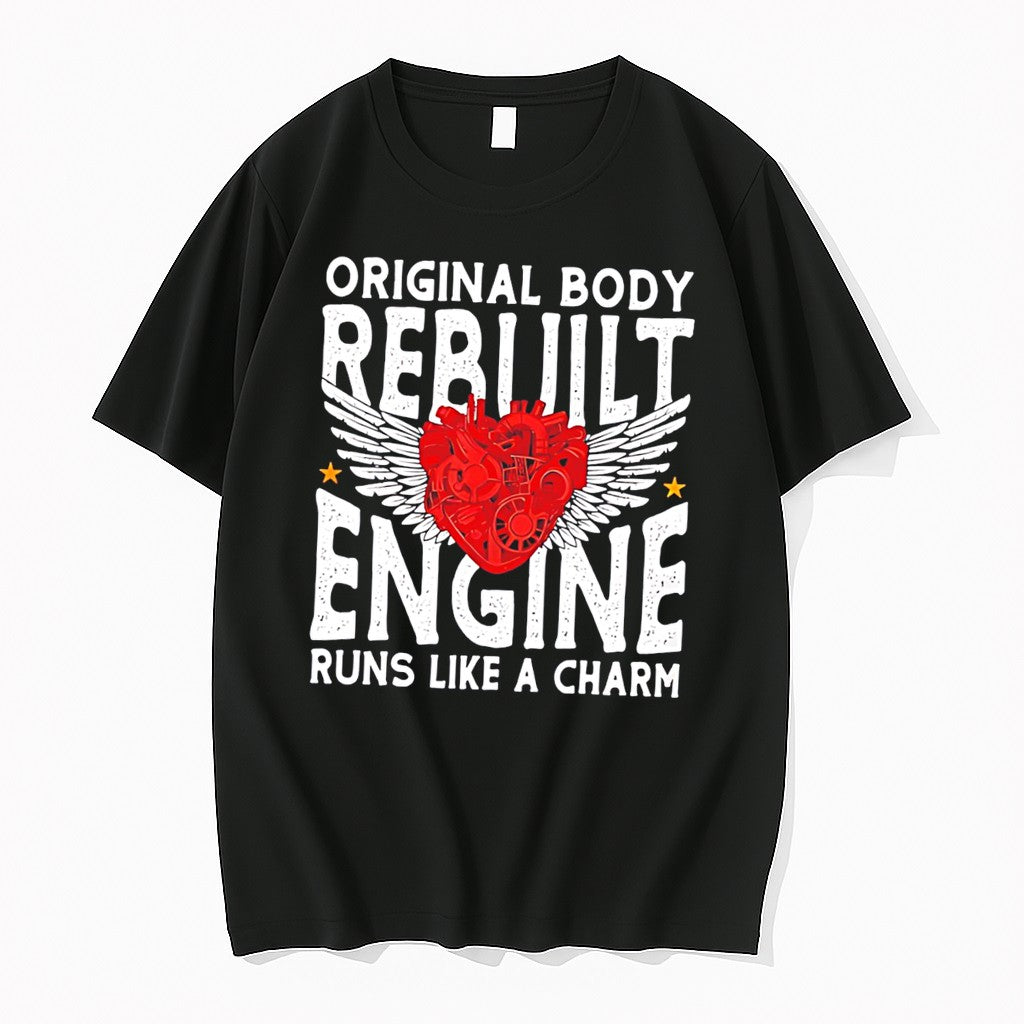 Original Body Rebuilt Engine Runs Like A Charm Winged Mechanical Heart Tee Tshirts Unisex , , , Long Sleeve Tee