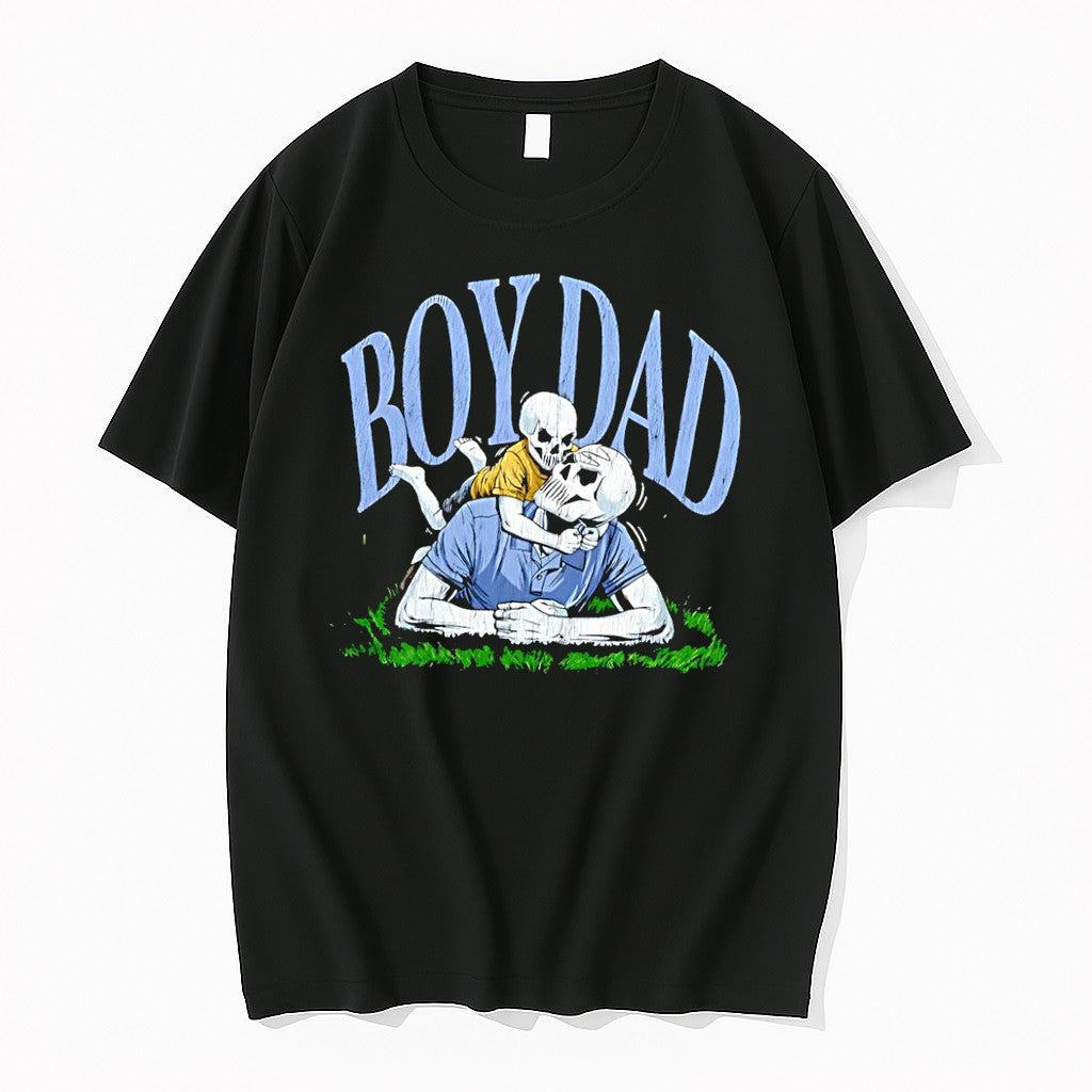 Original Oy Dad Skeleton Father And Son Playing On The Grass Black Tshirts Jpg Unisex , , , Long Sleeve Tee