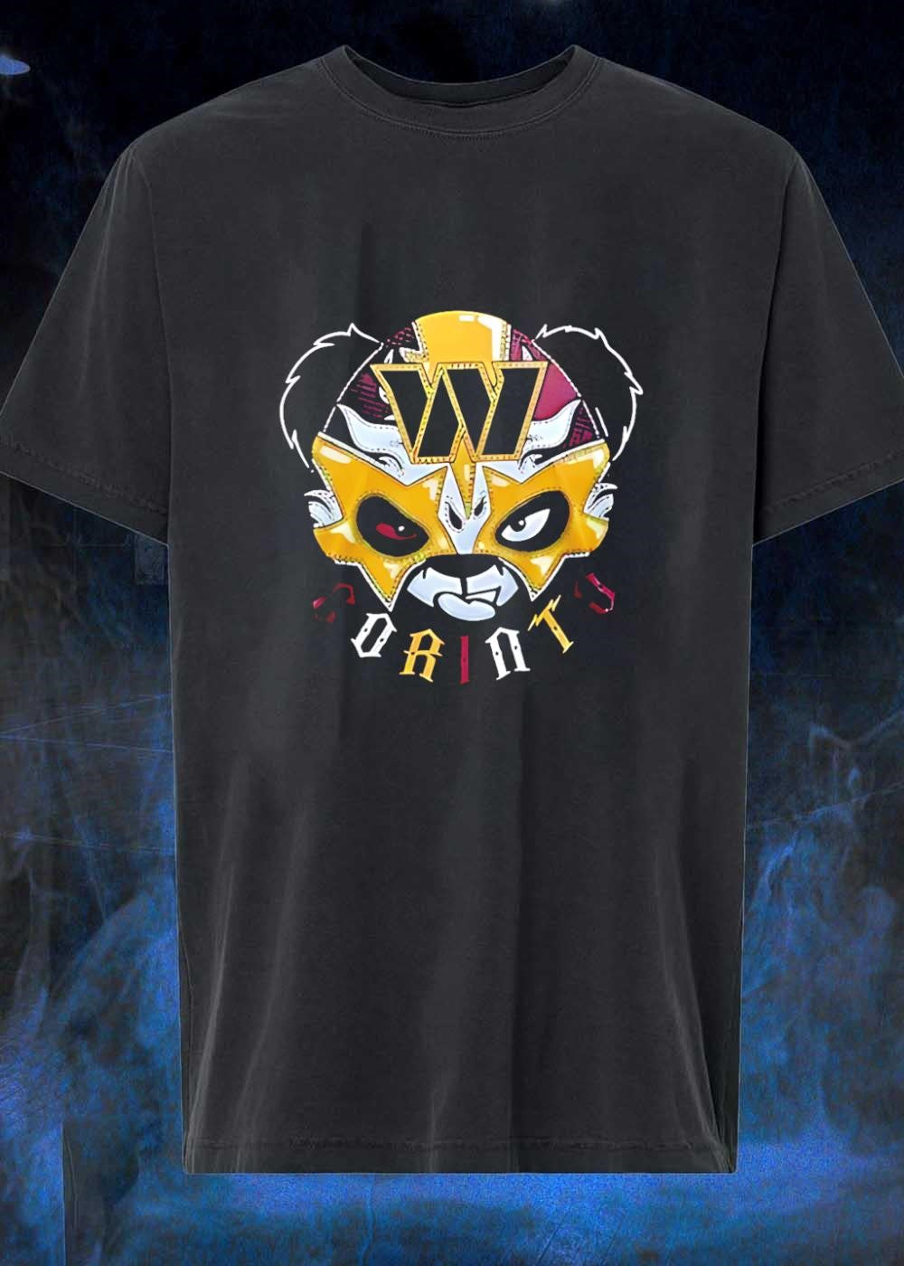 Panda Luchador Wrestling Mask Washington Commanders T-Shirt
