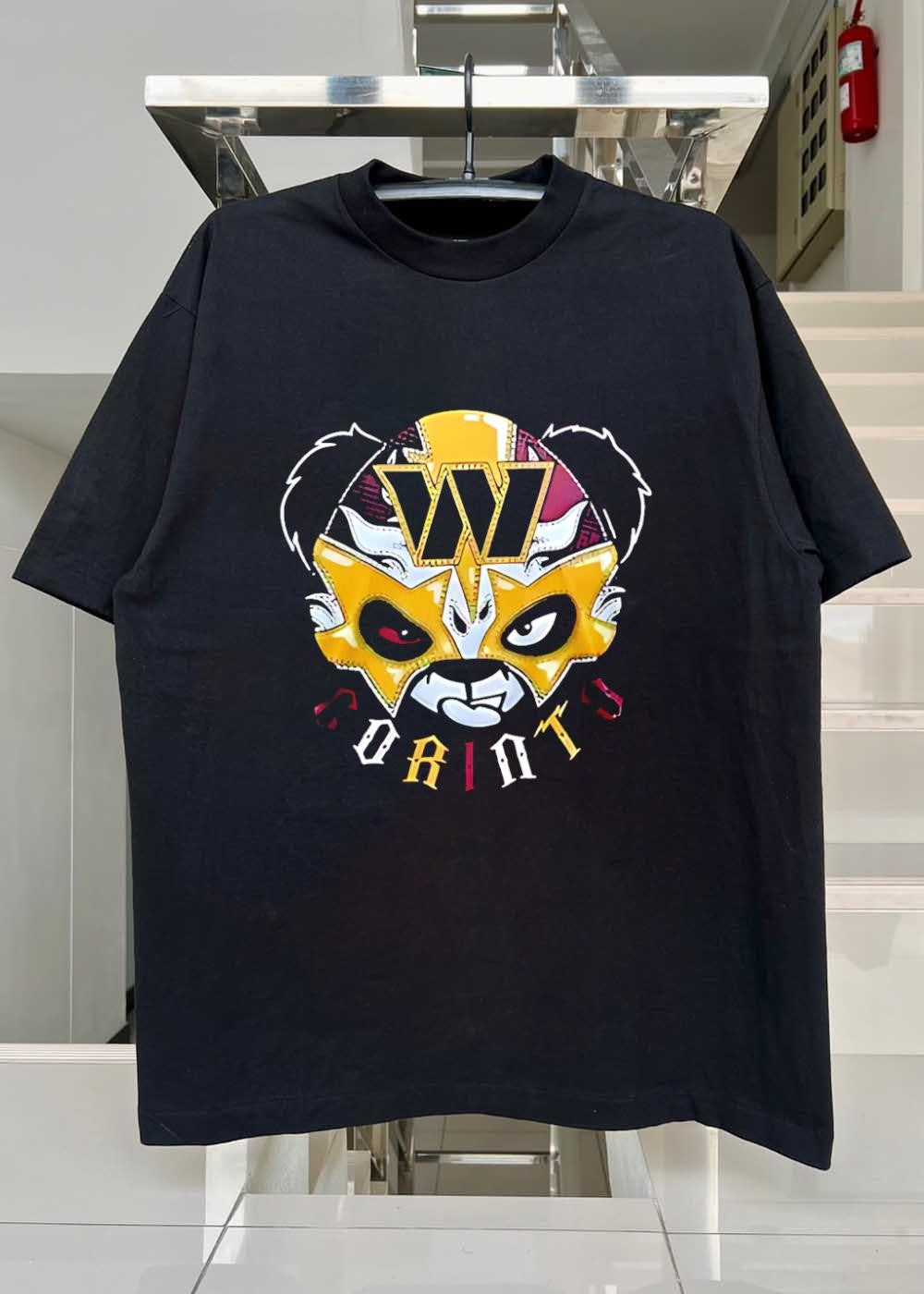 Panda Luchador Wrestling Mask Washington Commanders T-Shirt