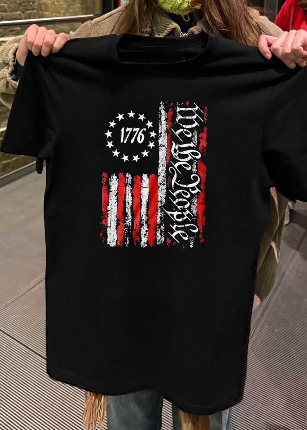 Patriotic Apparel 1776 We the People Distressed American Flag T-Shirt