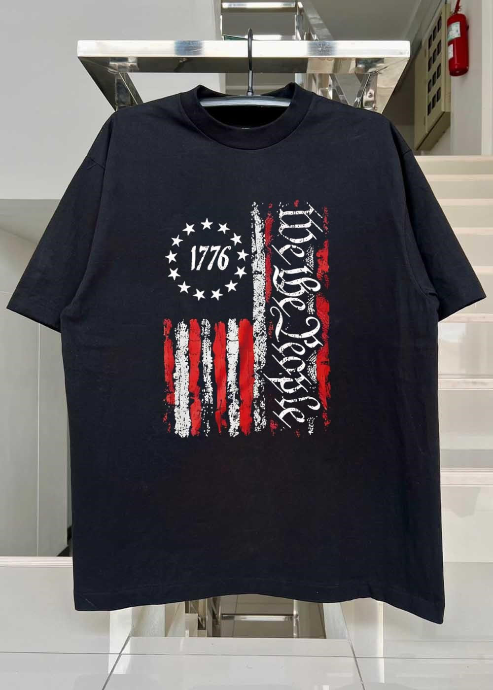 Patriotic Apparel 1776 We the People Distressed American Flag T-Shirt